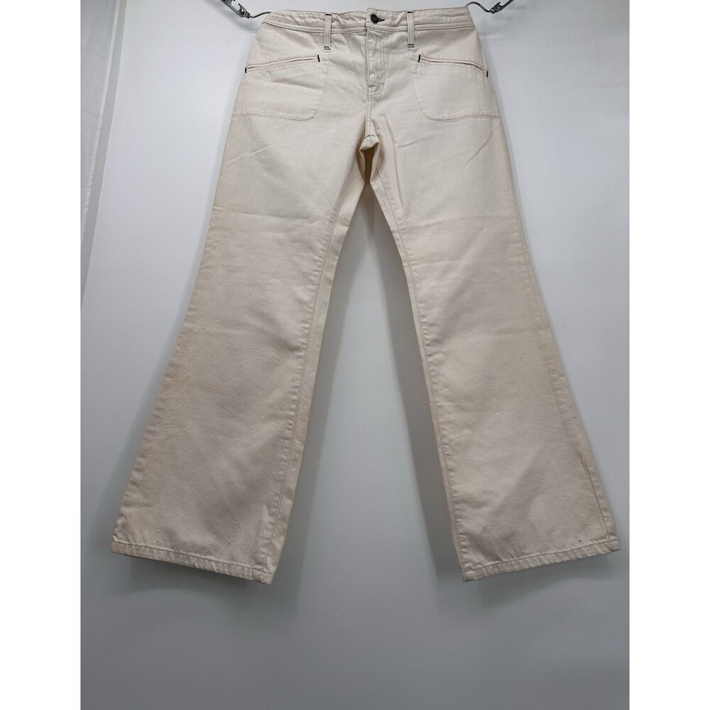 Tommy Hilfiger Women’s Pants Wide Leg Flared Mid Rise Chinos cream Y2K 10